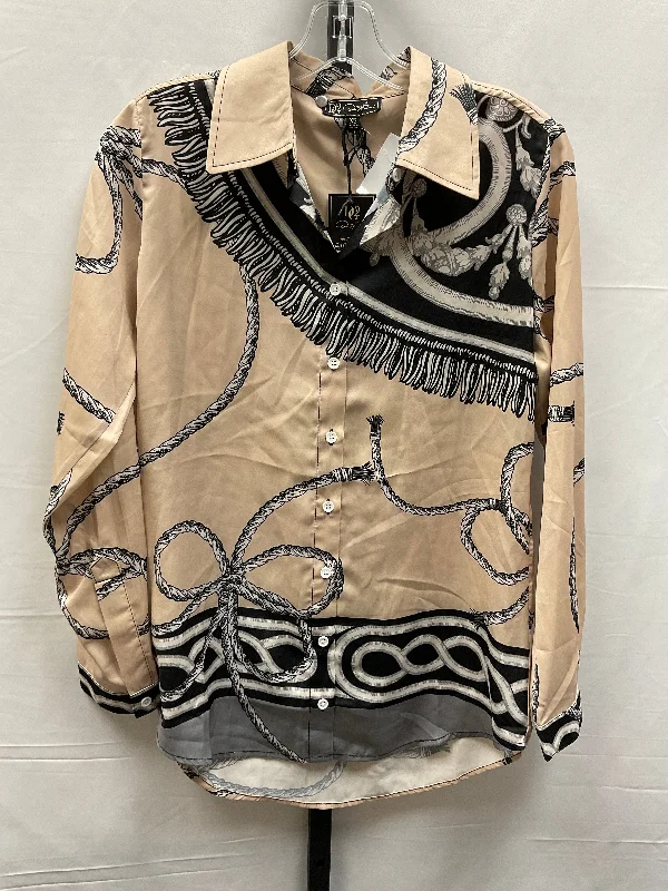 Top Long Sleeve By Diane Gilman In Black & Tan, Size: Xs Elegant Men's Cashmere