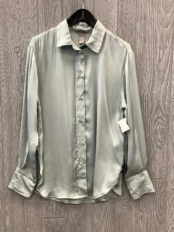 Top Long Sleeve By H&m In Green, Size: S Polished Men's Silk