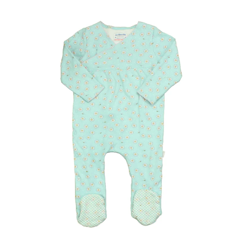 JoJo Maman Bebe Girls Blue | White | Daisies 1-piece footed Pajamas Refined Men's Hand