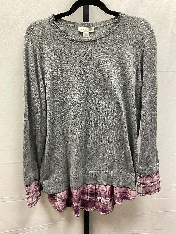 Top Long Sleeve By Coldwater Creek In Grey, Size: Petite  M Laid