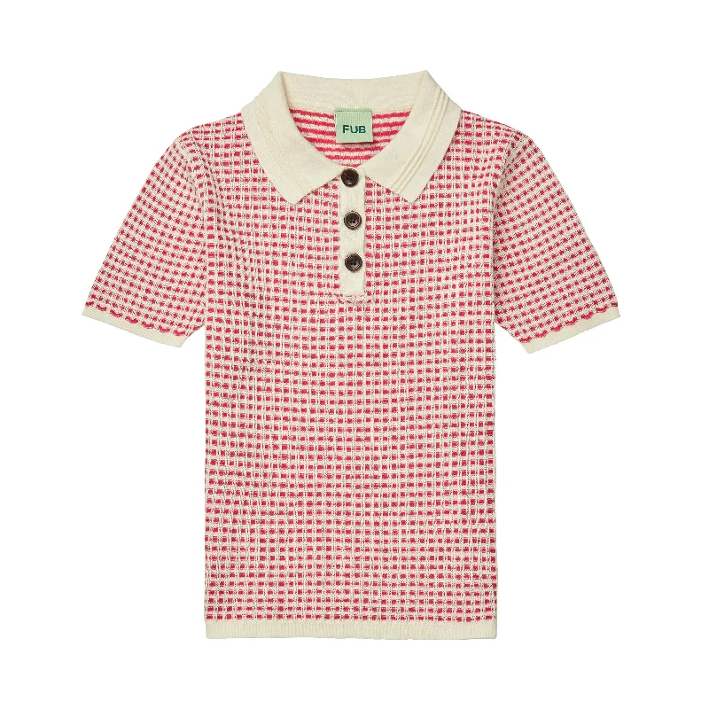 1925-POLO SHIRT-Ecru/Ruby Red Street