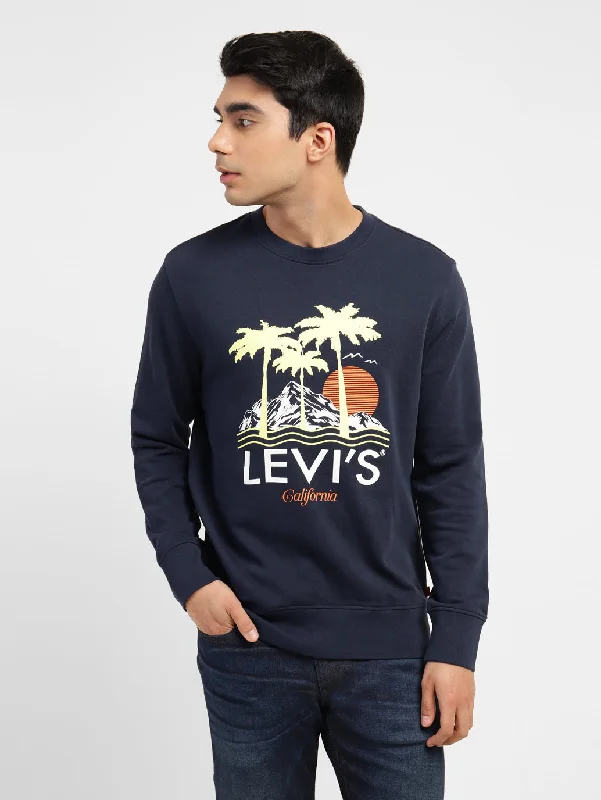 Men's Graphic Print Crew Neck Sweatshirt Cozy Men's Winter