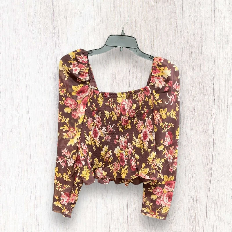 Top Long Sleeve By Express In Floral Print, Size: M Cozy Men's Winter