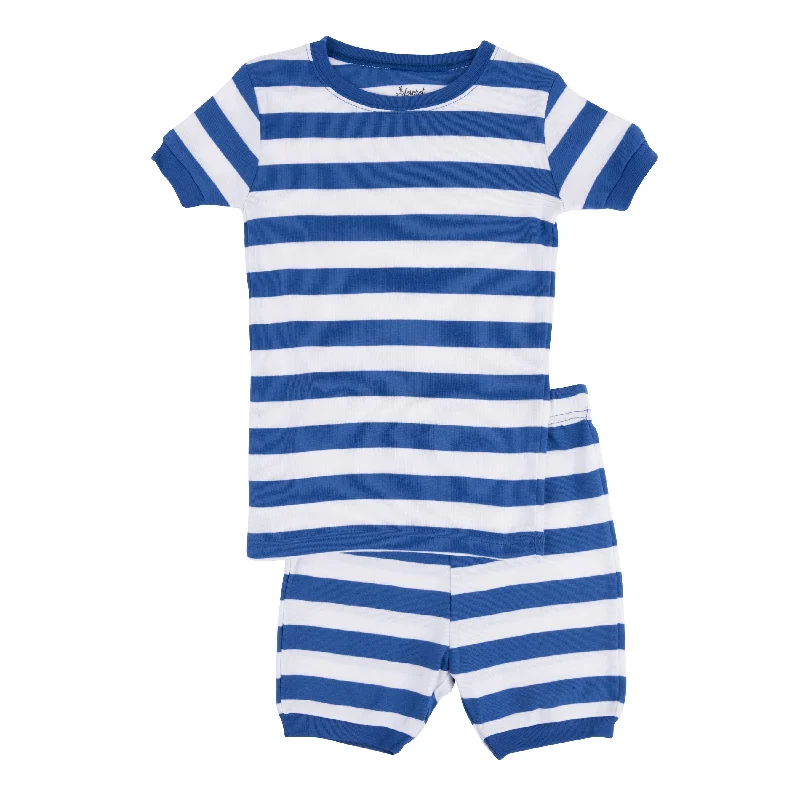 Kids Two Piece Cotton Short Pajamas Boys Striped Bold Men's Statement