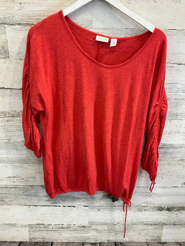 Top 3/4 Sleeve By Chicos In Orange, Size: L Dapper Men's 1920S