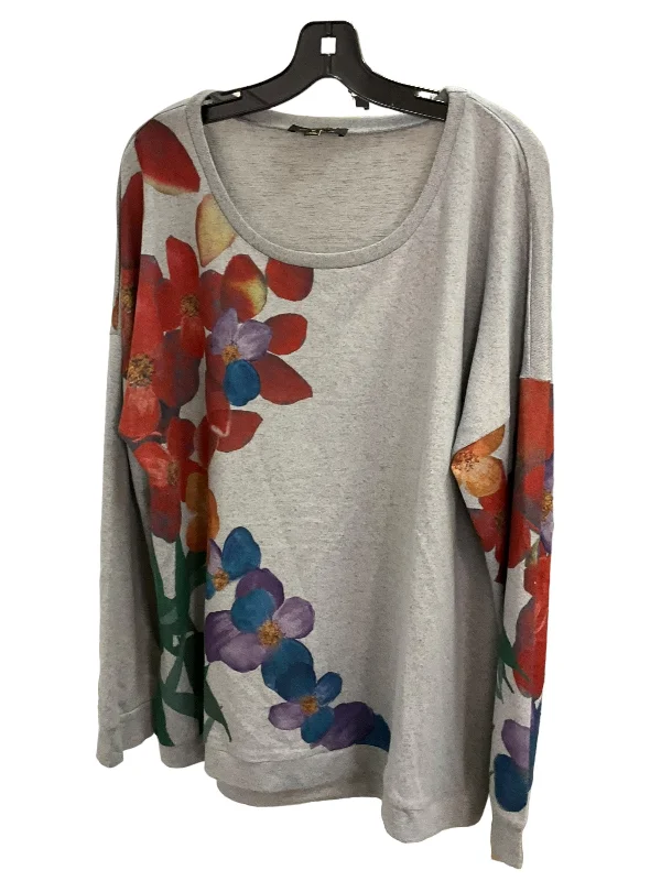 Top Long Sleeve By Suzanne Betro In Grey, Size: 18 Casual Men's Japanese 
