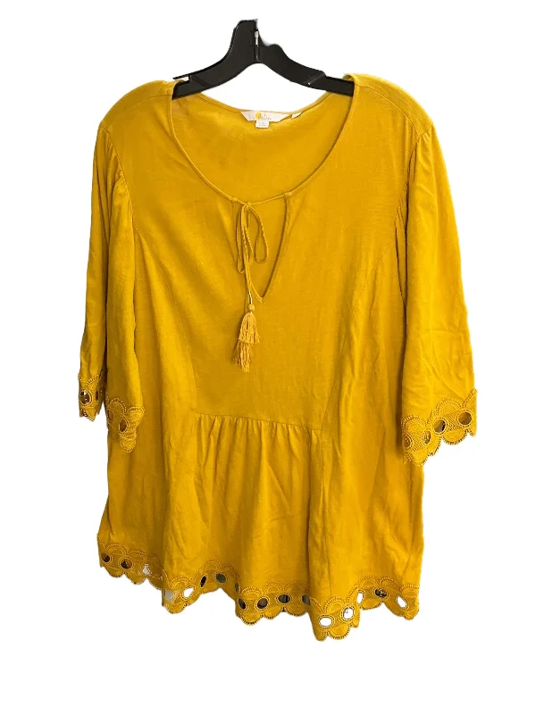 Top 3/4 Sleeve By Boden In Mustard, Size: 18 Cool Men's Skate