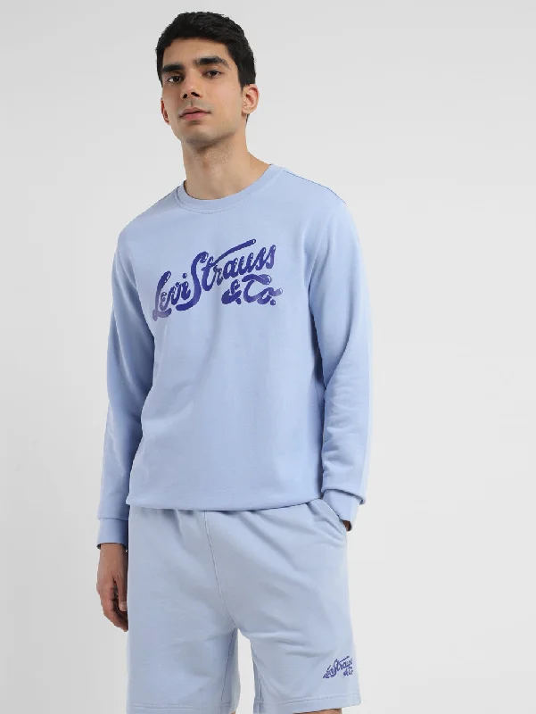 Men's Brand Logo Blue Crew Neck Sweatshirt Tough Men's Military