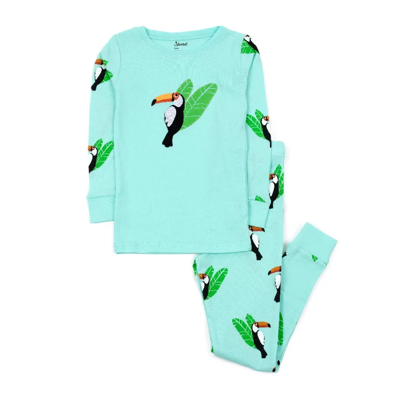 Kids Two Piece Cotton Pajamas Toucan Bird Preppy Men's College