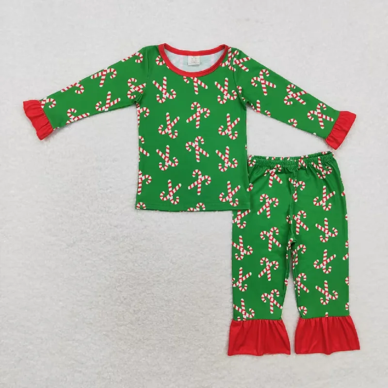 GLP1387 Modal Santa Crutch Red Lace Green long sleeve pants pajamas set Stylish Men's Neon