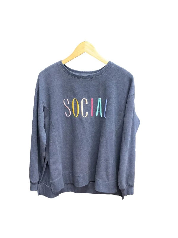 Top Long Sleeve By Wildfox In Navy, Size: M Trendy Men's Oversized