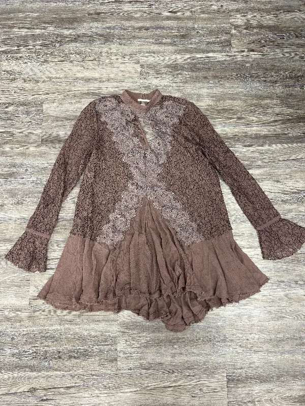 Tunic Long Sleeve By Free People In Brown, Size: Xs Tough Men's Tactical