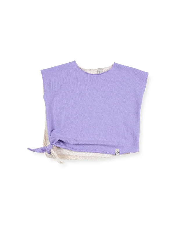 MILLIE KNOTTED T-SHIRT-Lavender/Biscuit Monochromatic Office Style