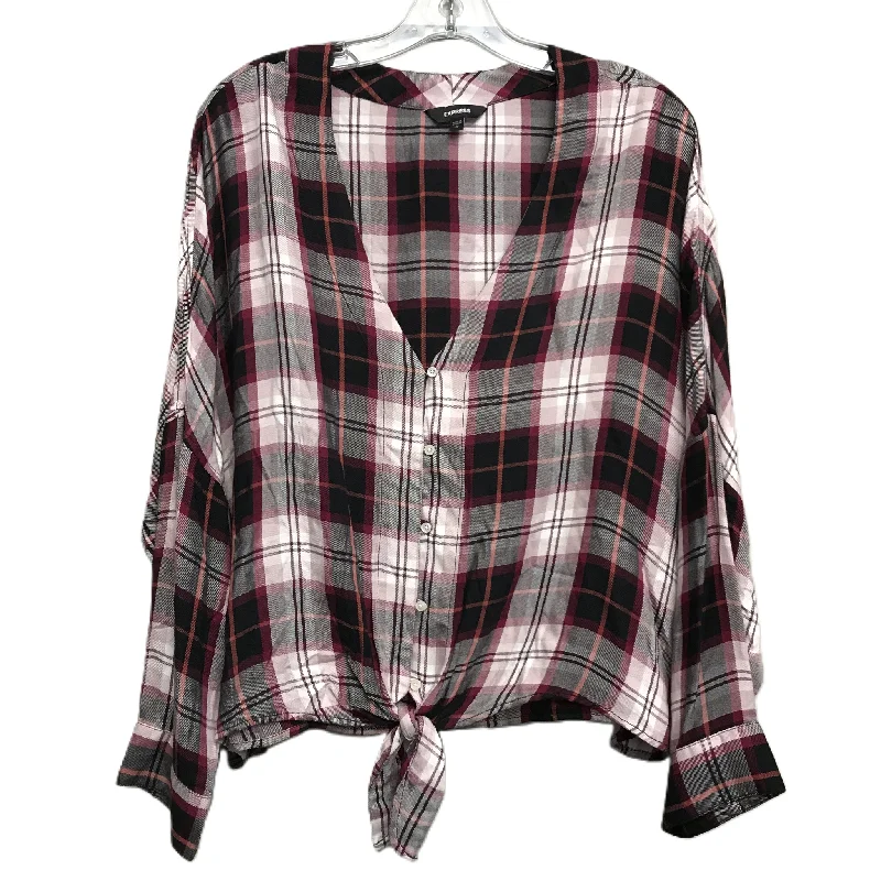 Top Long Sleeve By Express In Plaid Pattern, Size: L Street