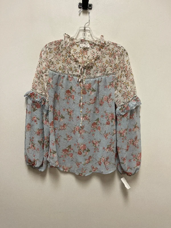 Top Long Sleeve By Blu Pepper In Floral Print, Size: M Casual Men's Japanese 