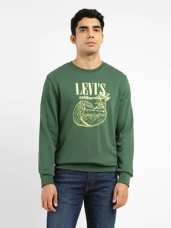 Men's Brand Logo Green Crew Neck Sweatshirt Dynamic Men's Glow