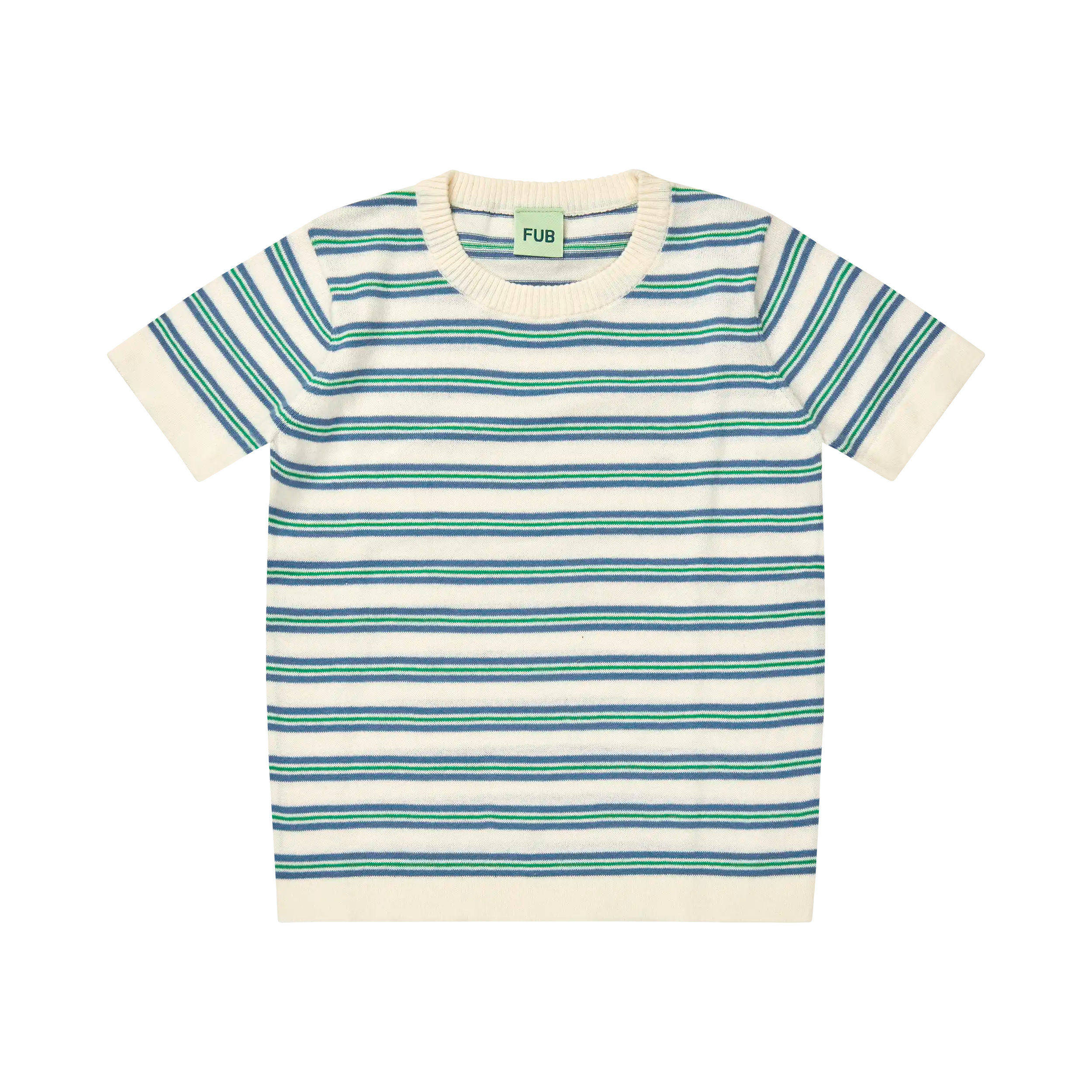 0325-STRIPED T-SHIRT-Ecru/Washed Indigo Dapper Men's 1920S