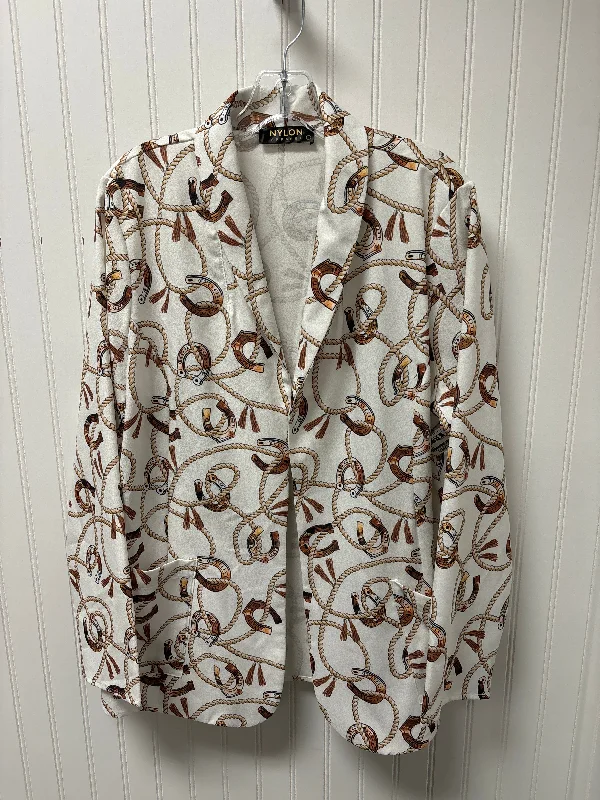 Blazer By Clothes Mentor In White, Size: L Sleek Men's Metallic