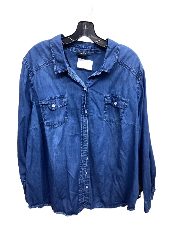 Top Long Sleeve By Torrid In Blue Denim, Size: L Bold Men's Animal