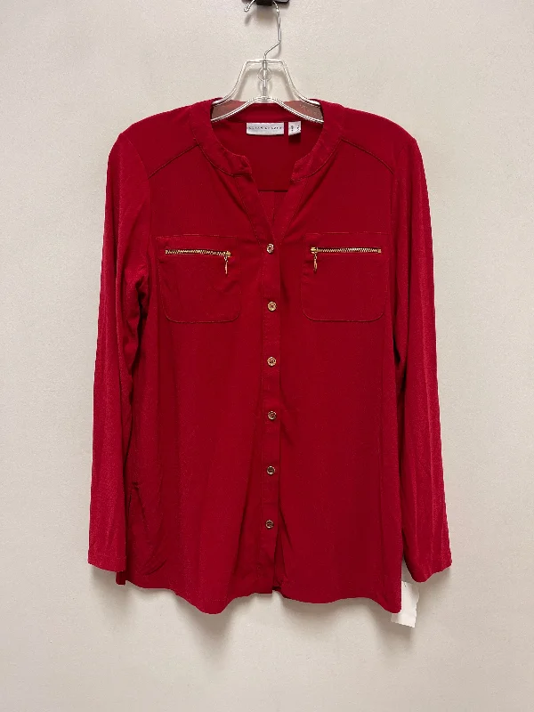 Top Long Sleeve By Susan Graver In Red, Size: S Streetwear Style