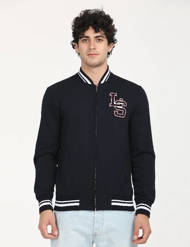 Men's Solid Navy Crew Neck Sweatshirt Artistic Men's Avant
