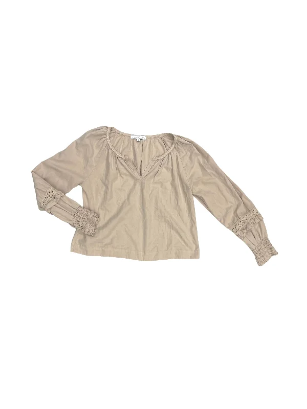 Top Long Sleeve By Red Haute In Tan, Size: S Polished Men's Satin