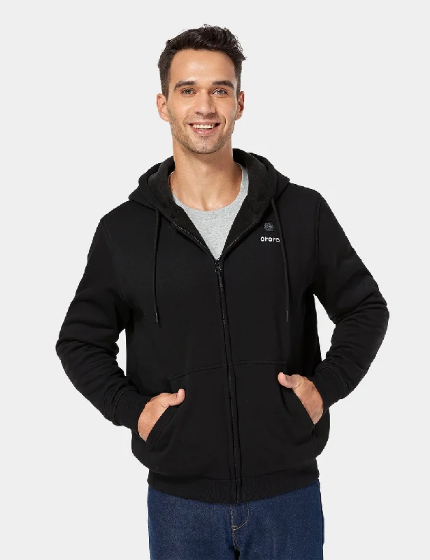 Unisex Heated Fleece Hoodie - Black Masculine Men's Thick