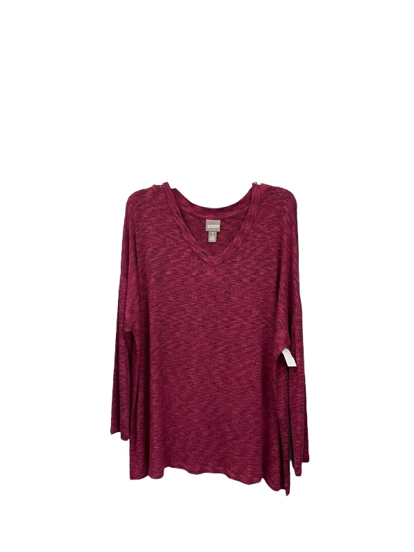 Top Long Sleeve By Chicos In Burgundy, Size: Xl Masculine Men's 