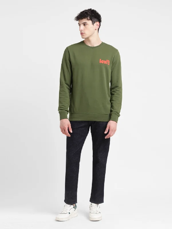 Men's Solid Green Crew Neck Sweatshirt Tough Men's Tactical
