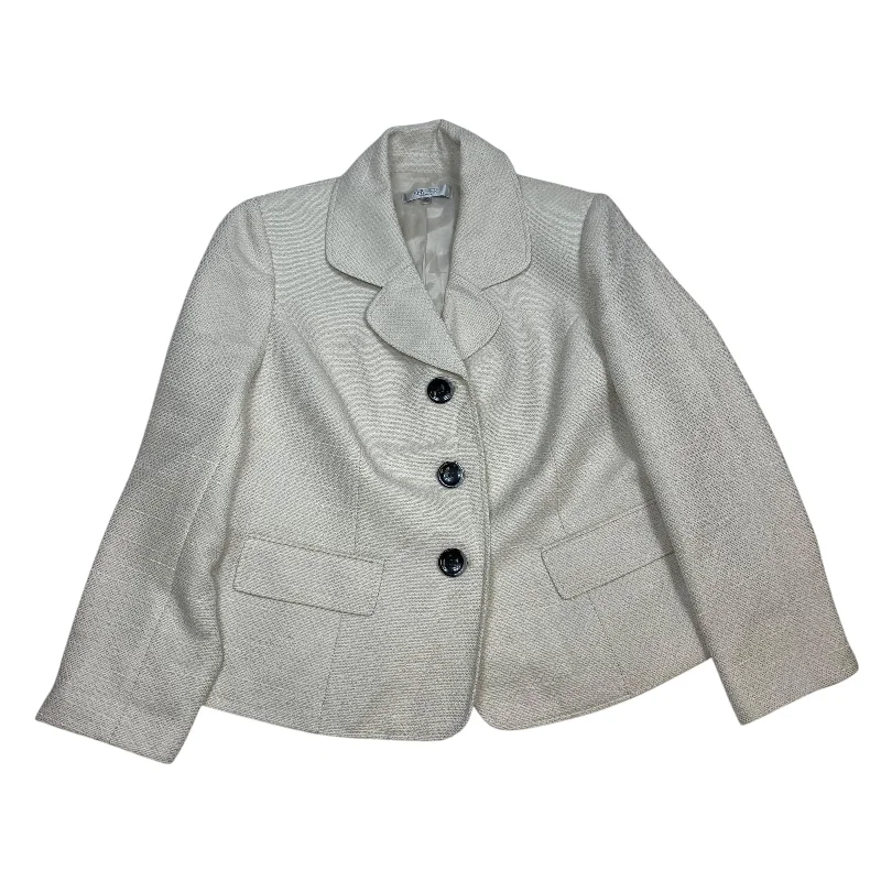 Blazer By Kasper In Cream, Size: 14 Sleek Men's Metallic