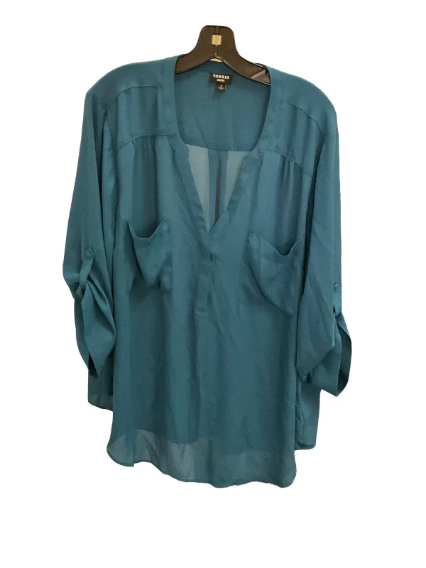 Top 3/4 Sleeve By Torrid In Blue, Size: 22 Dynamic Men's Moto