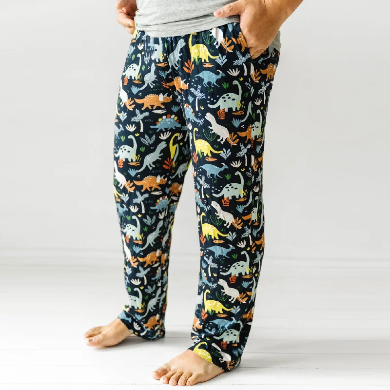 Navy Jurassic Jungle Men's Pajama Pants Traditional Men's Country