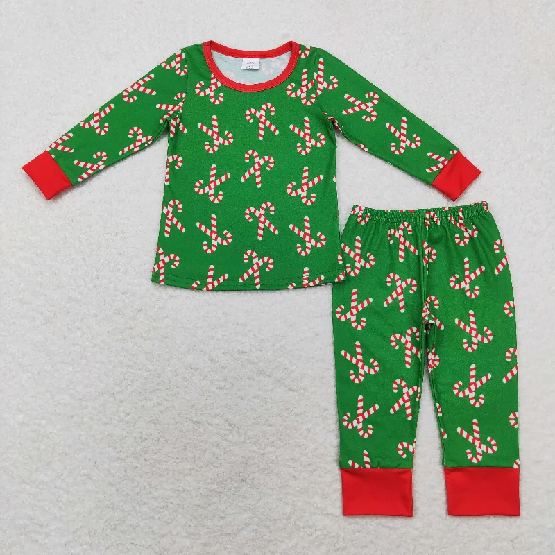 BLP0599 Modal Santa Canes green long sleeve pants pajamas set Relaxed Men's Australian 