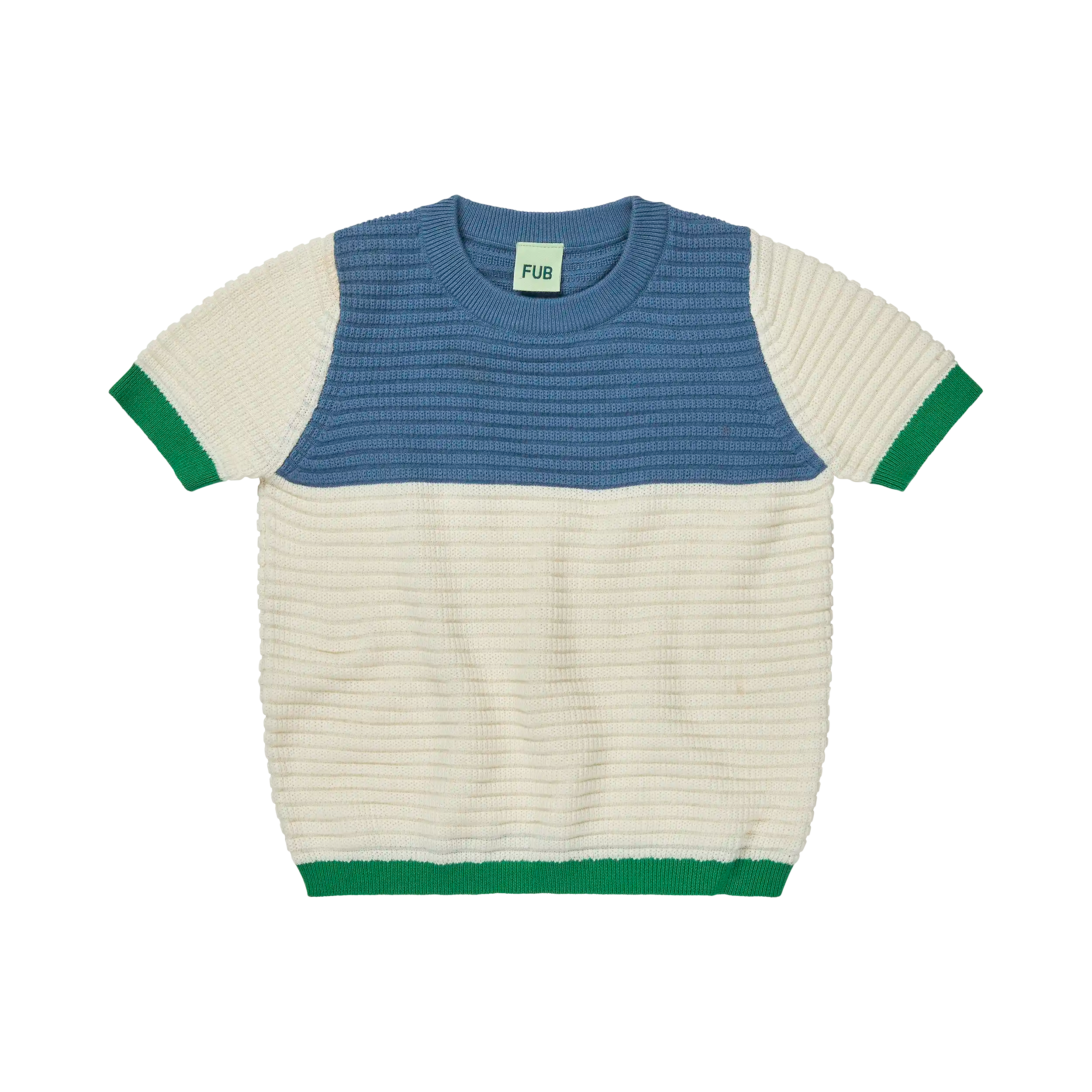 1725-COLOR BLOCK TEE-Ecru/Washed Indigo Street