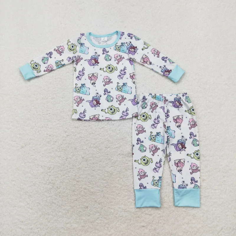 BLP0631 Monsters University of Modal blue and white long sleeve pants pajamas set Elegant Men's Formal BLP0631 Monsters University of Modal blue and white long sleeve pants pajamas set Elegant Men's Formal