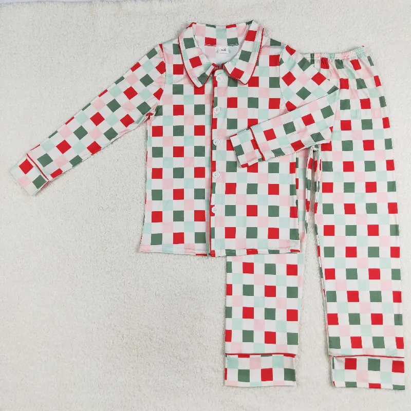 GLP1353 western clothes No MOQ Christmas Adult Ladies Vintage Style Pajamas Set Long Sleeve Colorful Plaid Cotton Fabric Tailored GLP1353 western clothes No MOQ Christmas Adult Ladies Vintage Style Pajamas Set Long Sleeve Colorful Plaid Cotton Fabric Tailored