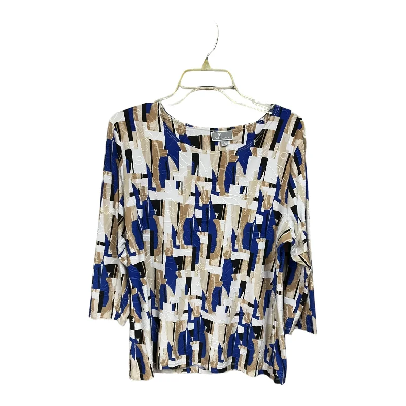 Top Long Sleeve By Jm Collections In Geometric Pattern, Size: L Minimalist Men's Casual 