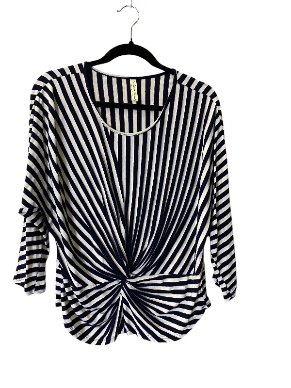 Top 3/4 Sleeve By Perseption Concept In Striped Pattern, Size: Xl Adventure