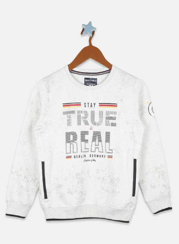 Boys Beige Printed Sweatshirt Artistic Men's Avant