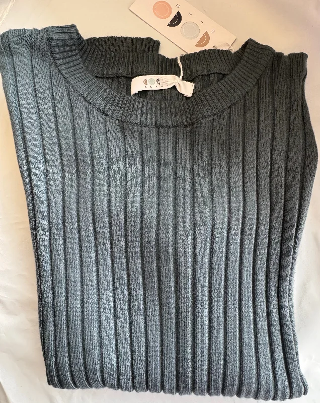 Coco Blanc Ribbed Crew Sweater Green Tailored