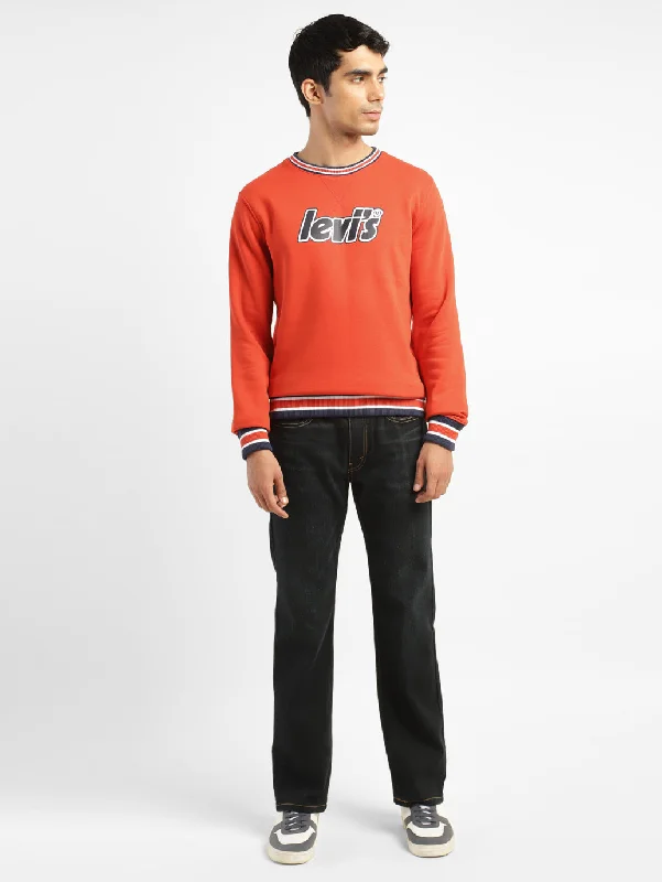 Men's Solid Red Crew Neck Sweatshirt Streetwear Style