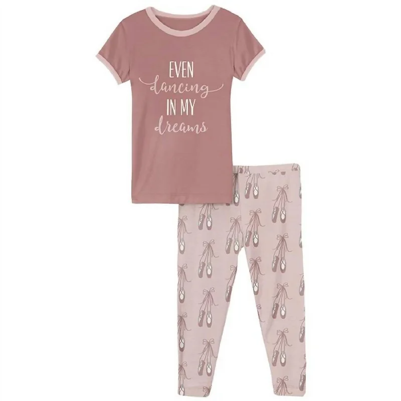 Girl's Dancing In My Dreams 2Pc Pajama Set In Baby Rose Ballet Classic Men's Pin