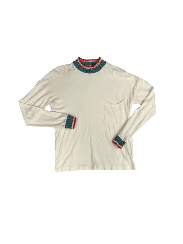 Top Long Sleeve By Stateside In Cream & Green, Size: Xs Casual Men's Japanese 