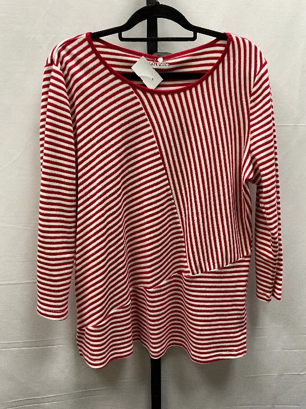 Top Long Sleeve By Kim Rogers In Red & White, Size: L Sophisticated Men's French