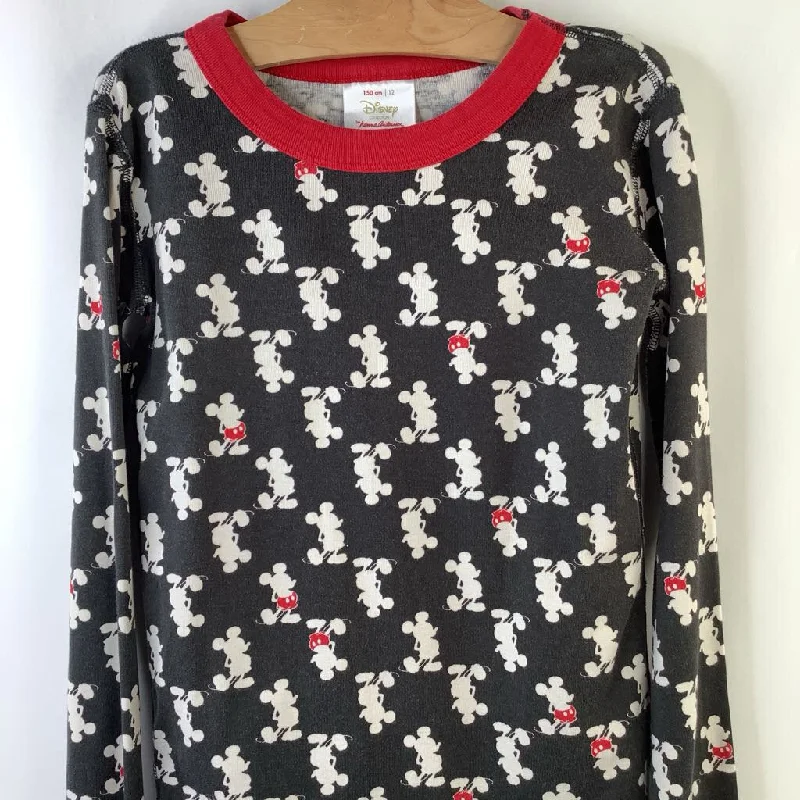Size 12 (150): Hanna Andersson Disney Black White Mickey Mouse Long Sleeve 2pc PJS Cool Men's Skate