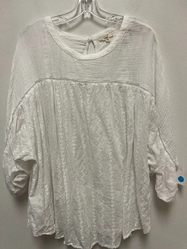 Tunic Long Sleeve By Easel In White, Size: S Cool Men's Distressed