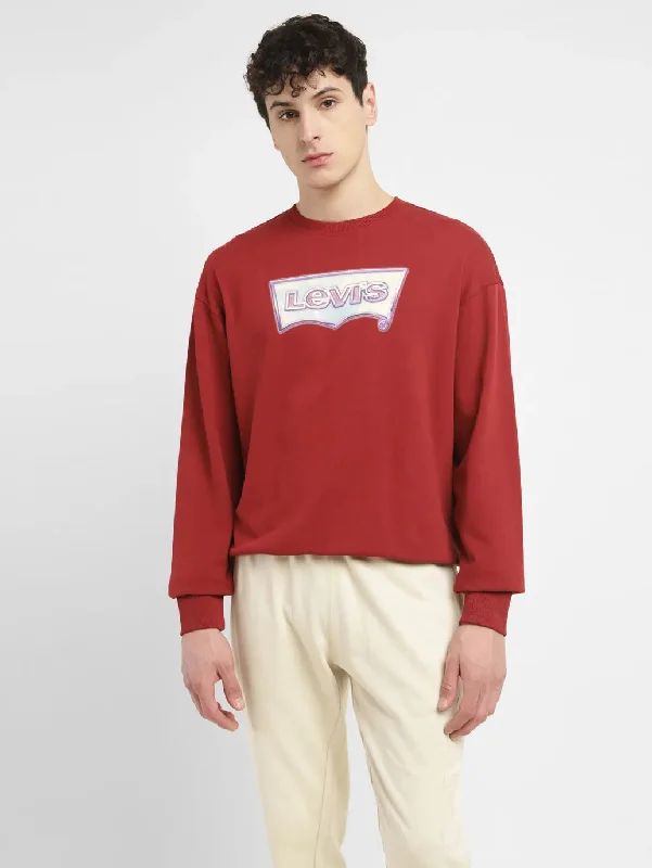 Men's Brand Logo Maroon Crew Neck Sweatshirt Traditional Men's Wool
