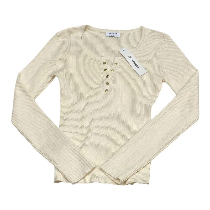 Top Long Sleeve By The Workshop In Beige, Size: L Polished Men's Satin