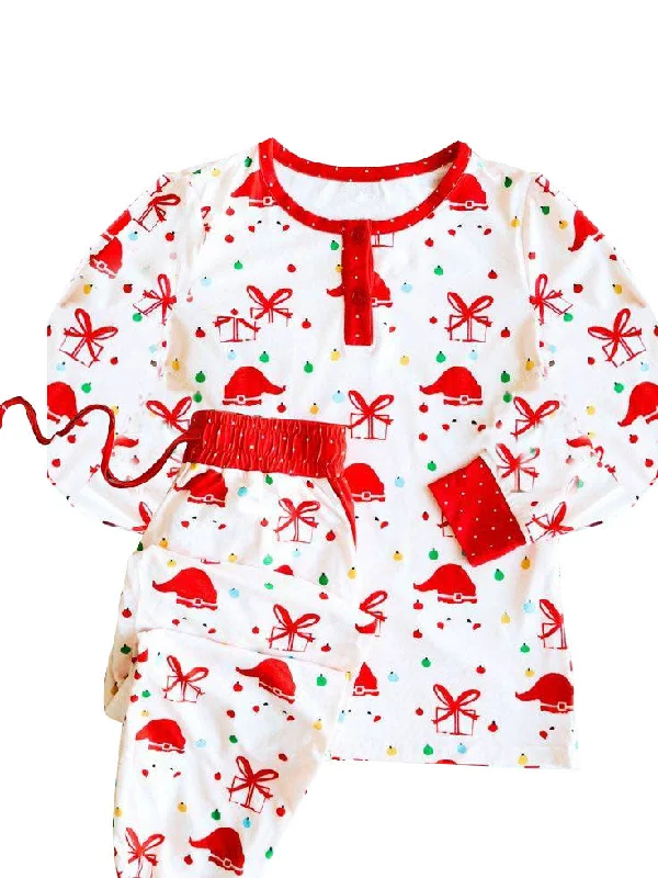 Preorder GLP1595 NO MOQ Santa Claus gift Light ball Red and white long sleeve pants pajamas set Monochromatic All Preorder GLP1595 NO MOQ Santa Claus gift Light ball Red and white long sleeve pants pajamas set Monochromatic All