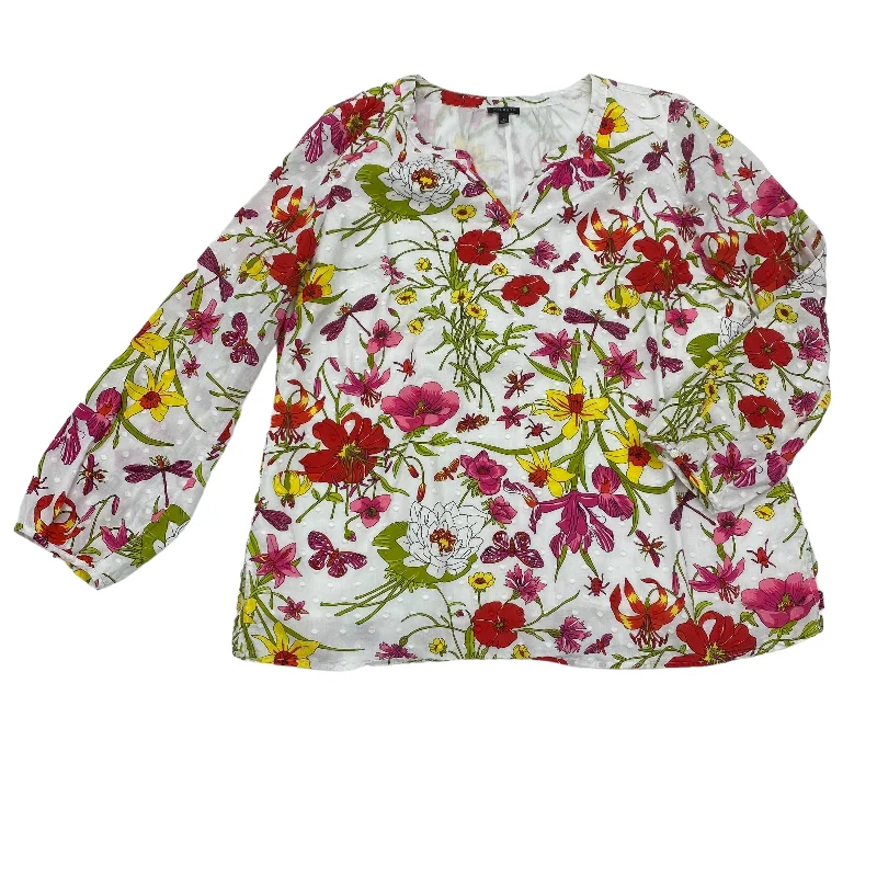 FLORAL PRINT TOP LS by TALBOTS Size:L Modern Men's Tech